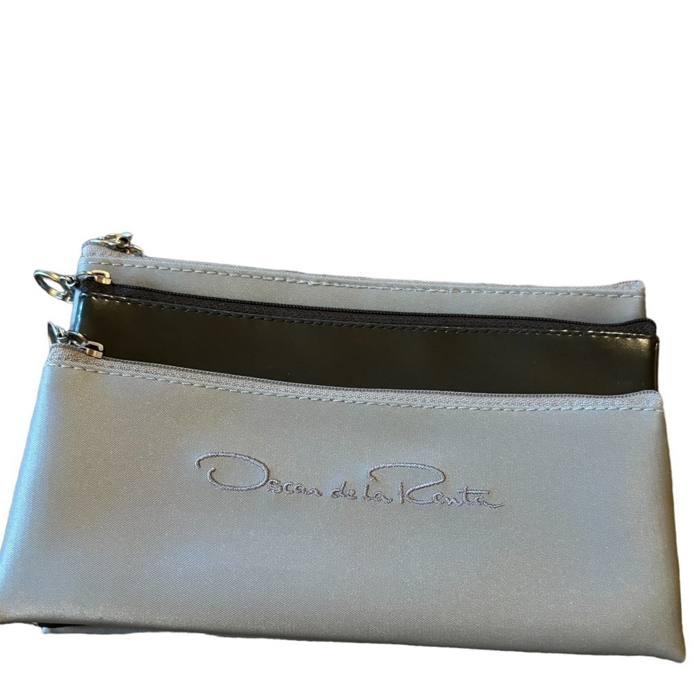 Oscar de la Renta pouches, detachable new without tags, black and gray silver